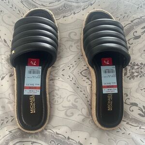 Michael Kors Black Quilted Slide Sandals